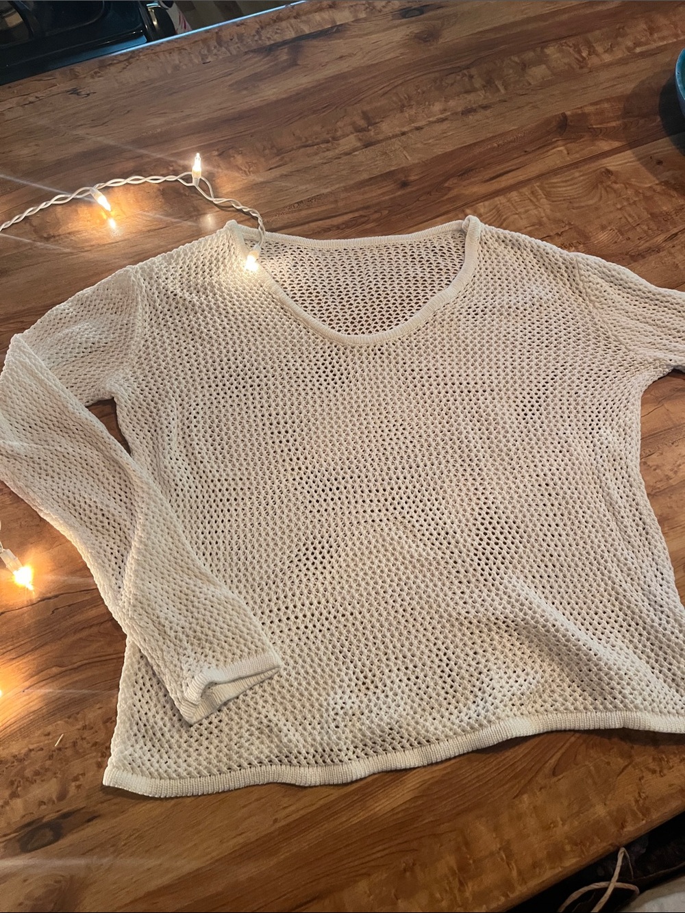 Lightweight Open-Knit White Sweater - Women's